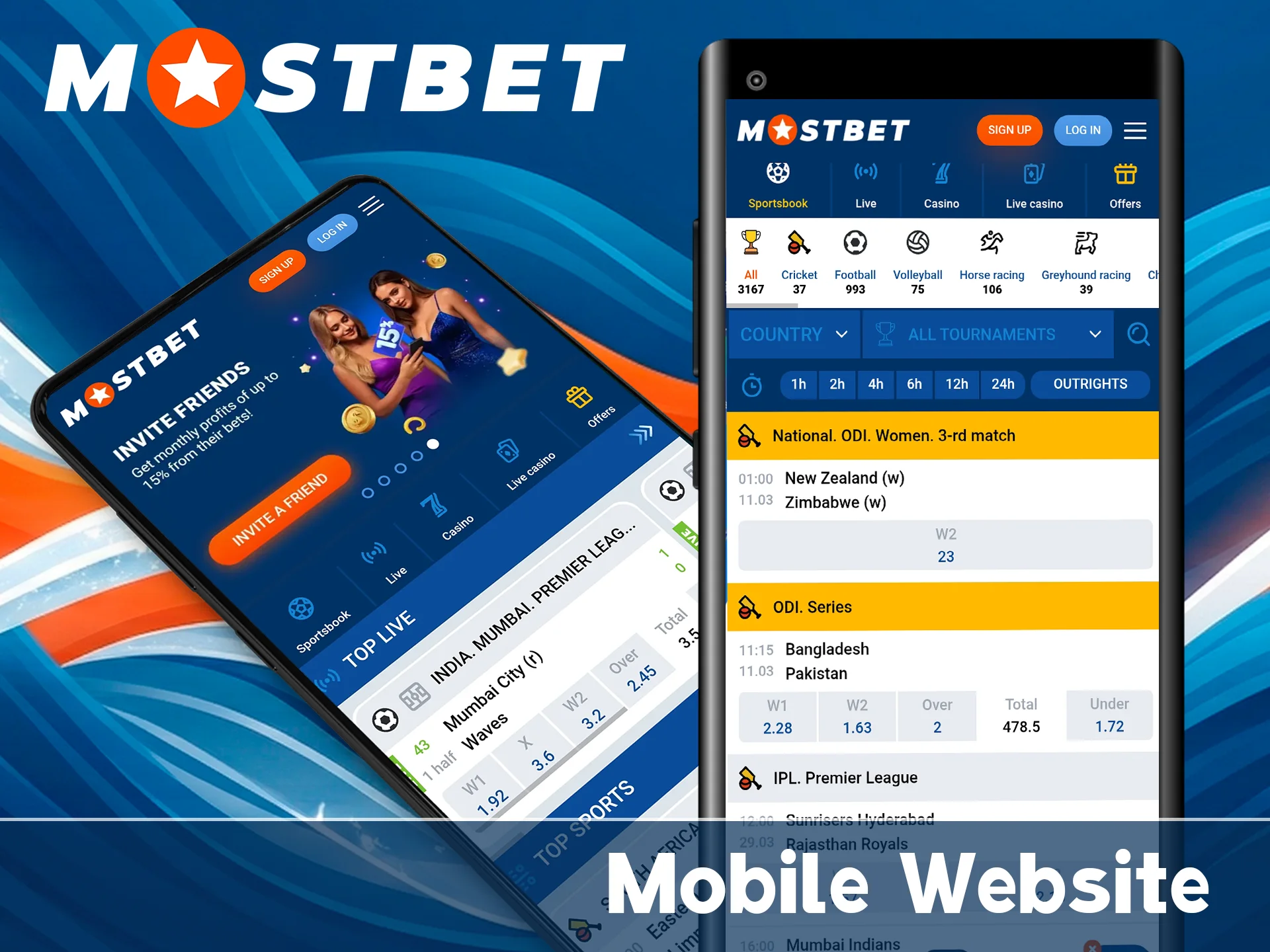 Access the official Mostbet mobile web version.