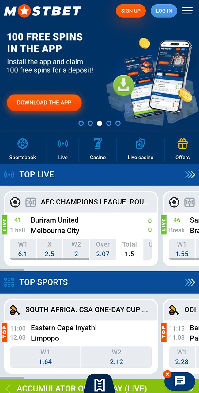 Visit the official Mostbet website main page.