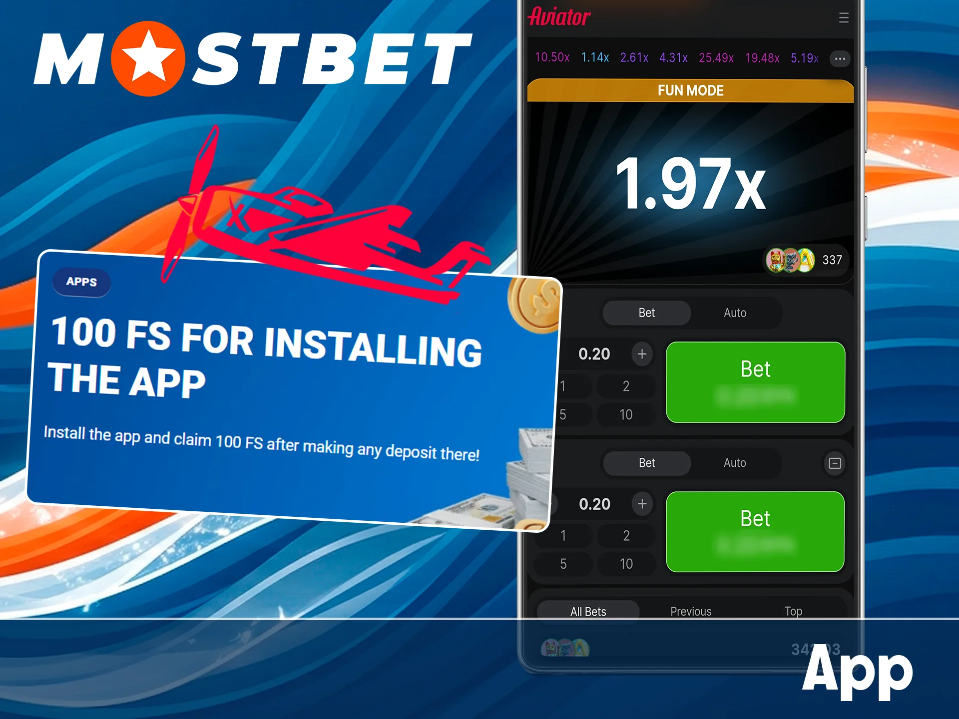 Download the official Mostbet app to play Aviator.