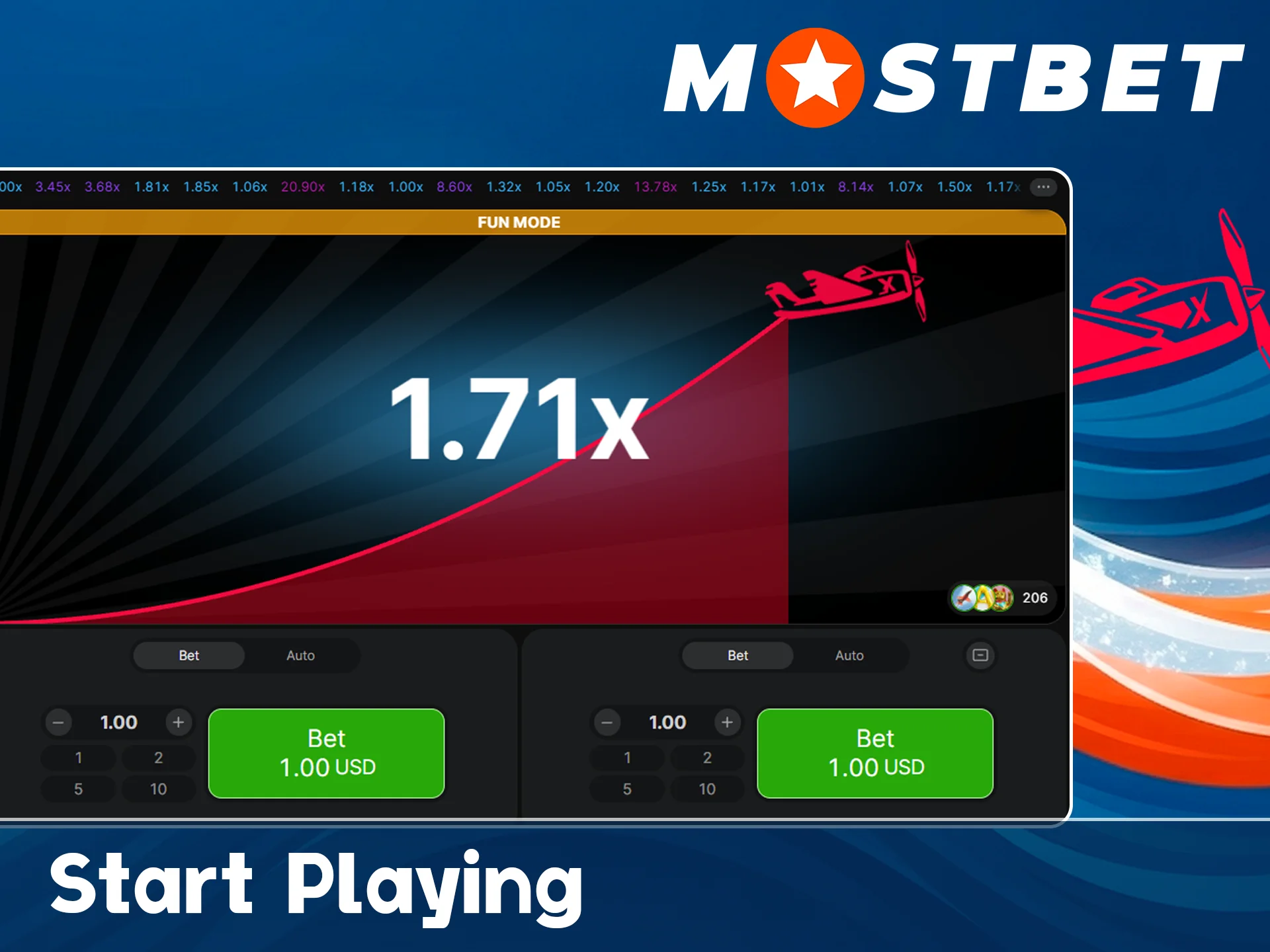 Start playing Aviator on the official Mostbet website.