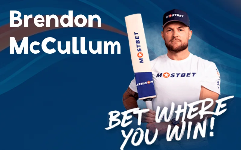 Brendon McCullum supports official Mostbet sports.