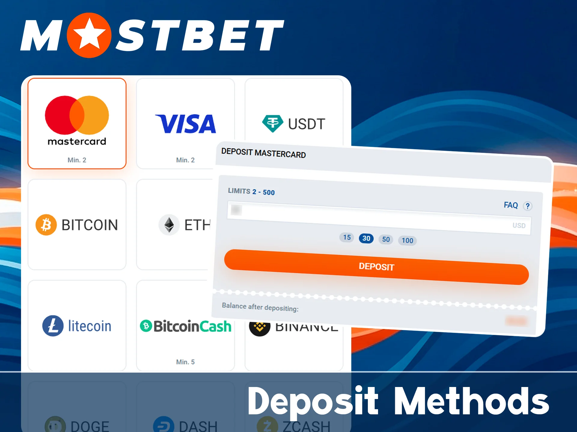 Make deposits on official Mostbet website.