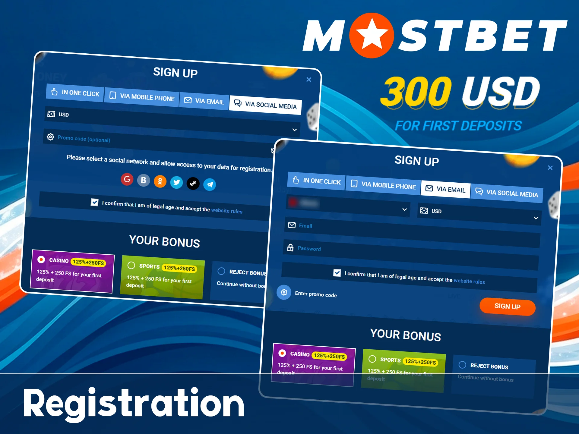 Register on the official Mostbet website now.