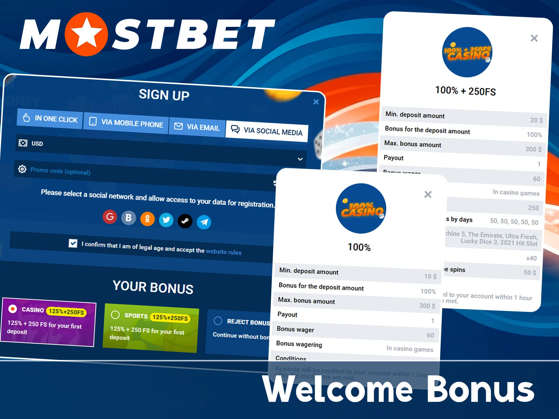 Claim bonuses on the official Mostbet website.